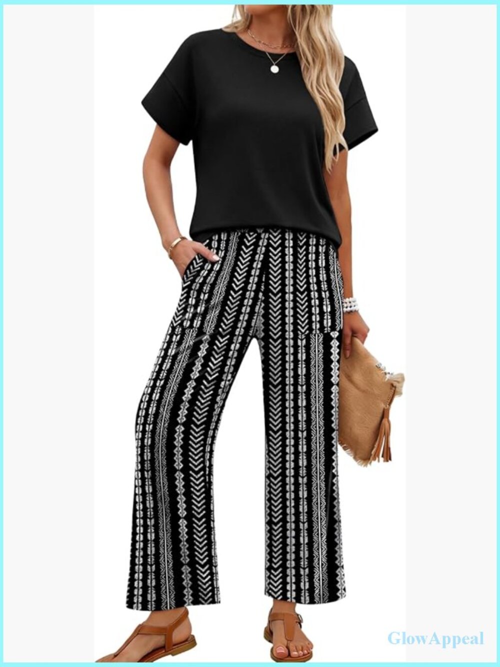 Two Piece Lounge Set Wide Leg Pants Set Vacation Outfits